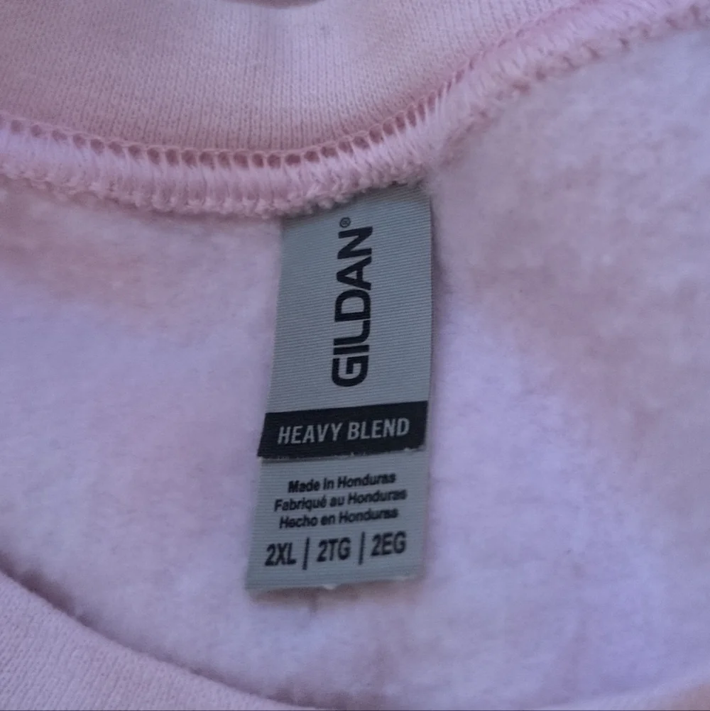 Gildan Women's "My Tummy Hurts" Graphic Light Pink Custom Crewneck Sweatshirt - Picture 9 of 11
